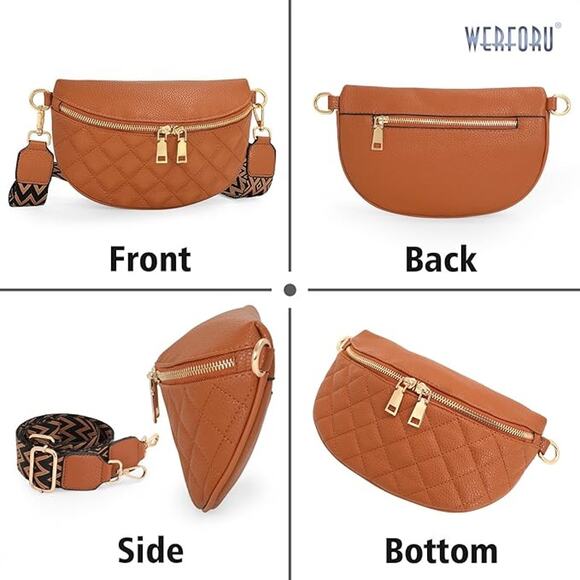 BOGO   Quilted Faux Leather Belt Bag Crossbody or Waist Pack 2 For $20 - Picture 3 of 6